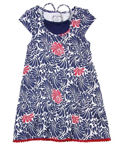 Deux par Deux Printed Tunic Red Orchid