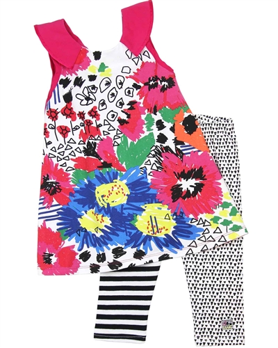 Deux par Deux Floral Print Tunic and Leggings Set So Safari