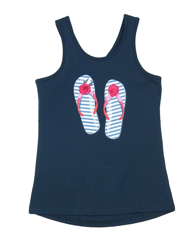 Deux par Deux Navy Tank Top High Style at Low Tide