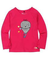 Deux par Deux Fuchsia Top with Print Owl You Need is Love