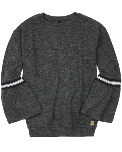 Deux par Deux Top with Bell Sleeves Black and White