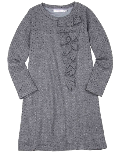 Deux par Deux Dress with Ruffle in Gray Girls Night Out