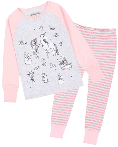 Deux par Deux Pyjamas Set with Unicorns Print