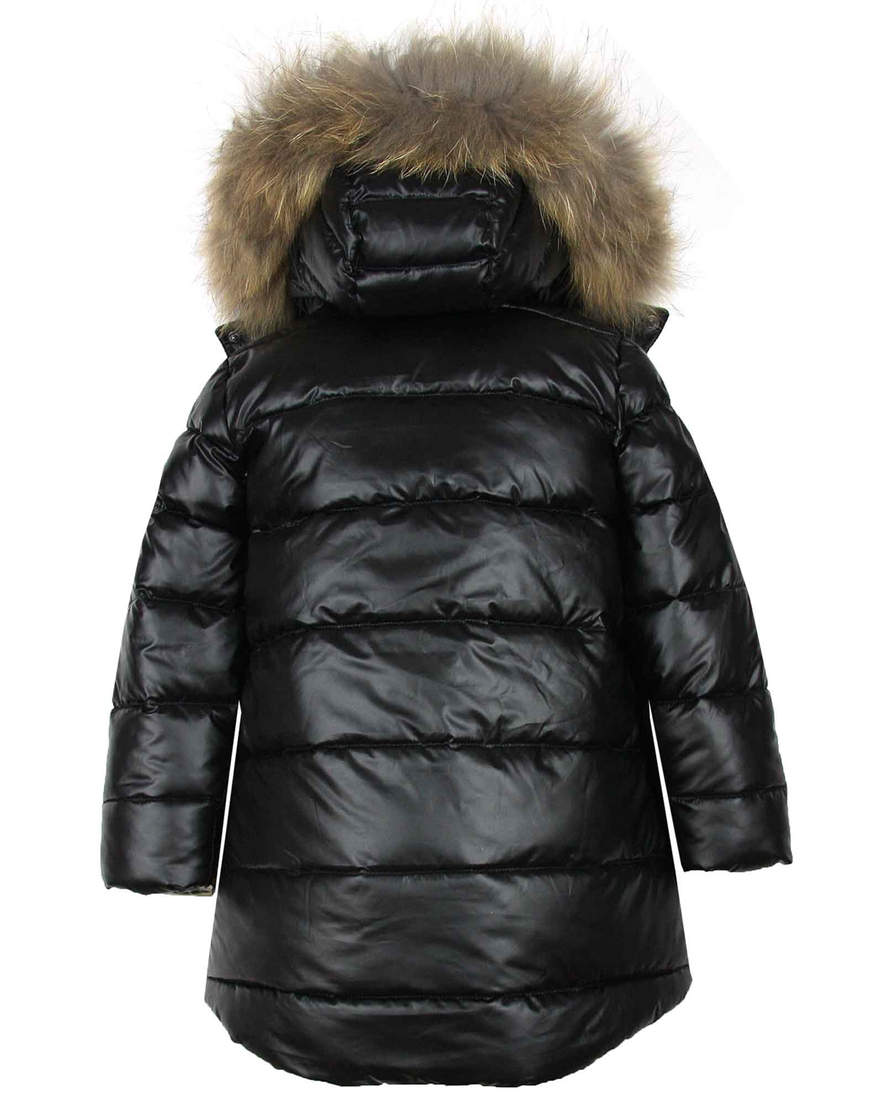 Deux par Deux Puffer Coat with Real Fur in Black