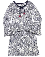 DEUX PAR DEUX Girls' Printed Jersey Dress Mandala Therapy Navy, Sizes 5-12