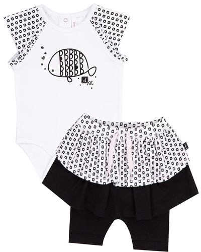 Deux par Deux Bodysuit and Leggings Set in White Milky Baby