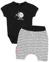 Deux par Deux Bodysuit and Shorts Set in Black Baby Tantrum