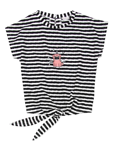 Deux par Deux Striped T-shirt with Knot Unicorn Hype