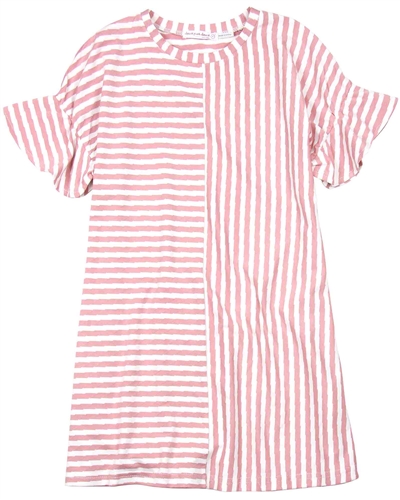Deux par Deux Striped Dress in Pink Unicorn Hype