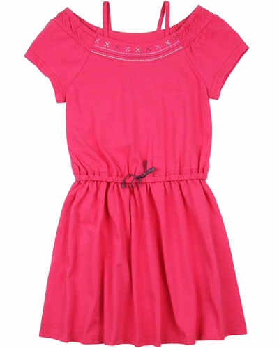 Deux par Deux Solid Jersey Dress Gather Thistles, Expect Prickles