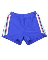 Deux par Deux Athletic Shorts in Blue Coco Palms