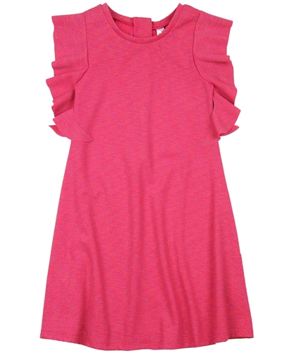 Deux par Deux Sparkly Dress With Flounced Sleeves in Blue