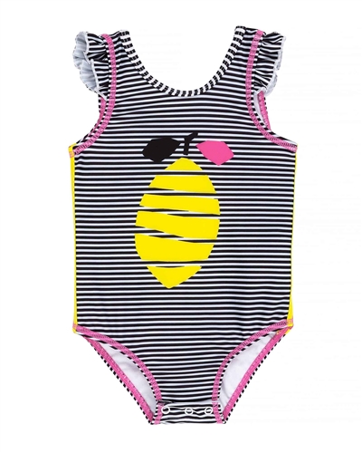 Deux par Deux Stripes and Lemon One-piece Swimsuit Splish Splash
