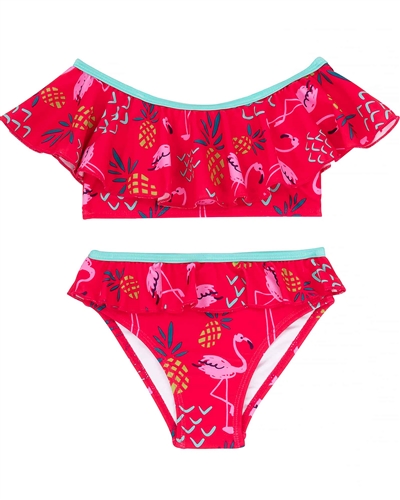Deux par Deux Flamingo Print Bikini Splish Splash