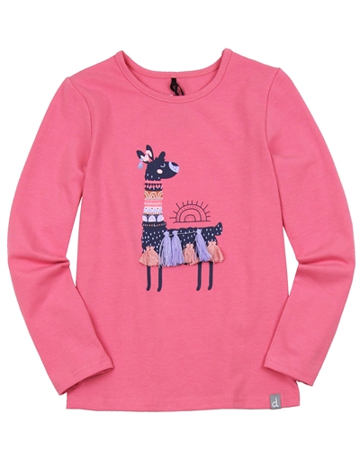 Deux par Deux Pink T-shirt with Lama Print Lalala Lama