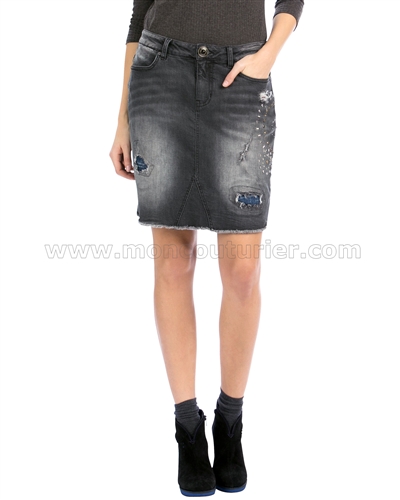 Desigual Women's Denim Skirt Studos Strass