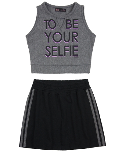 Gloss Junior Girls Cropped Top and Sporty Skirt Set
