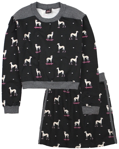 Gloss Junior Girls Printed Sweatshirt and Skirt Set