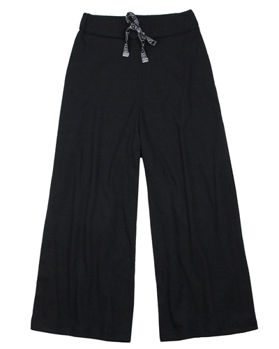 Gloss Junior Girls Rib Jersey Wide Pants in Black