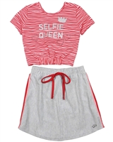 Gloss Girls Striped Cropped Top and Skirt Set