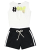 Gloss Girls Tank Top and Terry Shorts Set in White/Black