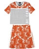 Gloss Junior Girl's Tropical Print Top and Skirt Set in Grey
