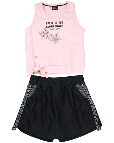 Gloss Junior Girl's Tank Top and Skorts Set in Pink