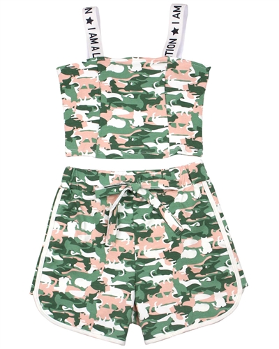 Gloss Junior Girl's Cropped Top and Shorts Set in Green