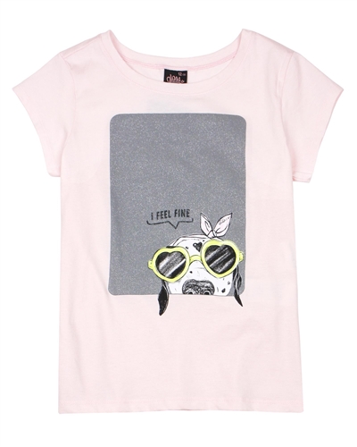Gloss Junior Girl's T-shirt with Dog Print in Pink