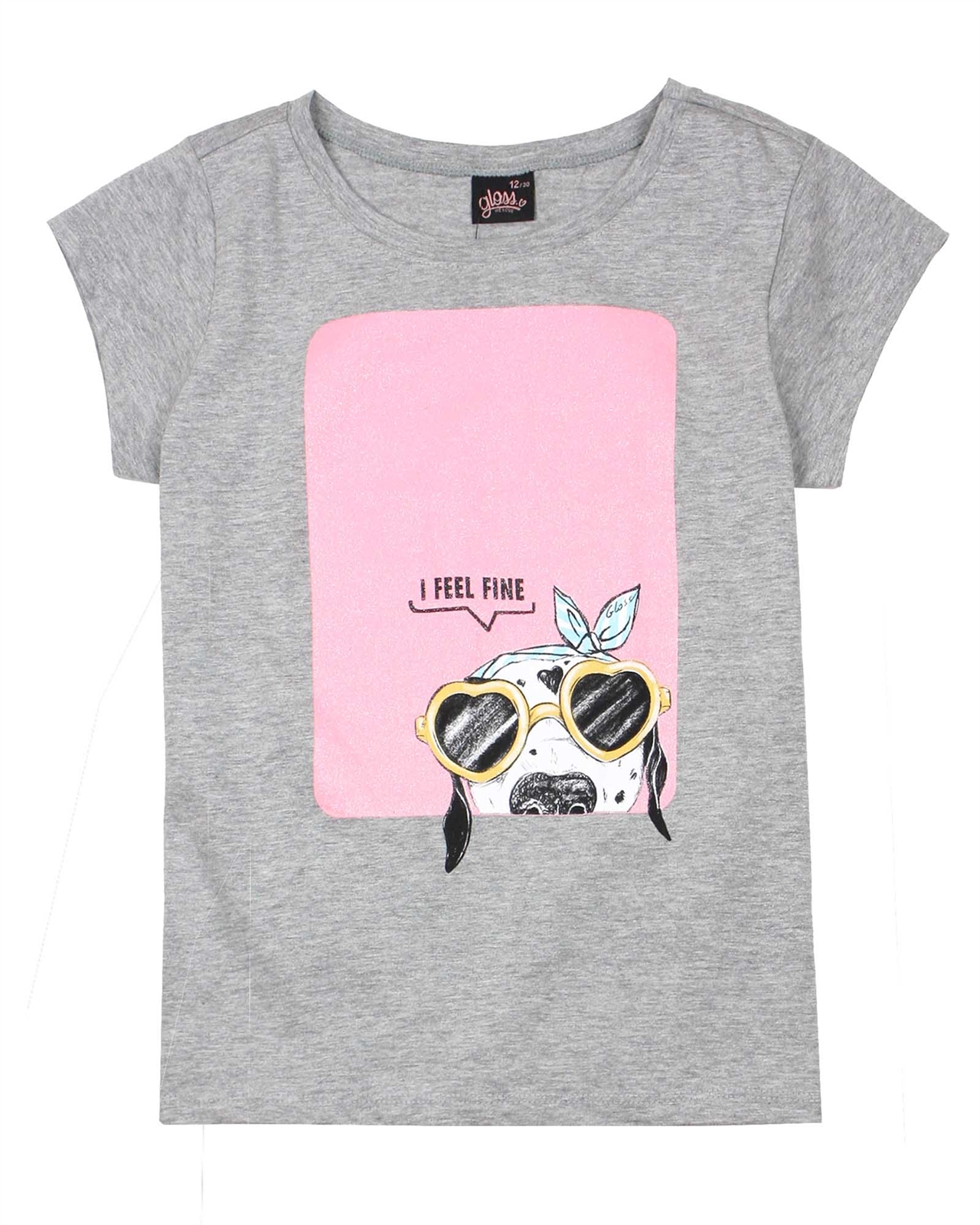 Gloss Junior Girl's T-shirt with Dog Print in Grey - We Love Gloss ...