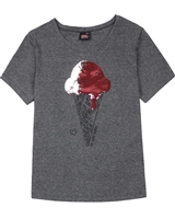 Gloss Junior Girl's T-shirt with Sequin Ice-cream in Dark Grey