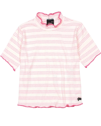 Gloss Junior Girl's Rib Jersey Mock-neck Top in White