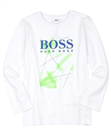 BOSS Boys Basic White T-shirt with Logo Print