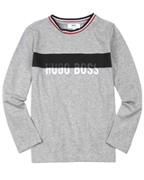BOSS Boys T-shirt with Striped Crew Neck