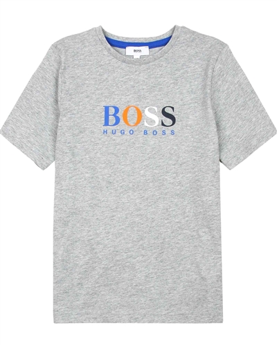 BOSS Boys Logo T-shirt in Grey