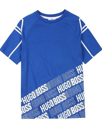 BOSS Boys T-shirt with Diagonal Logo Print