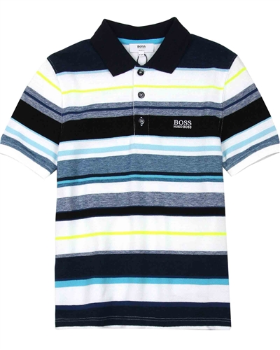 BOSS Boys Polo Shirt in Multi-colour Stripes
