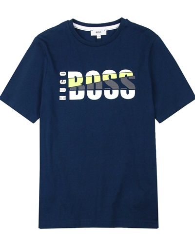 BOSS Boys Logo T-shirt in Dark Blue