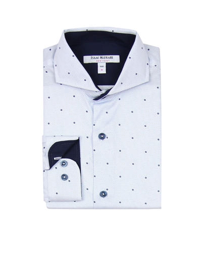 Isaac Mizrahi Boys' Dress Shirt in Navy Polka Dot