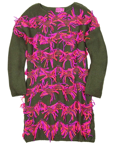 Kidz Art Sweater Dress with Shaggy Front
