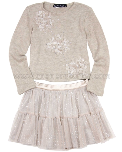 Biscotti Graceful Glam Sweater and Skirt Set Taupe