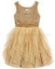 Biscotti Grand Entrance Party Dress with Tulle Skirt Gold