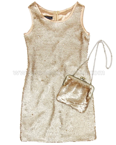 Biscotti Grand Entrance Party Dress and Purse Set Gold