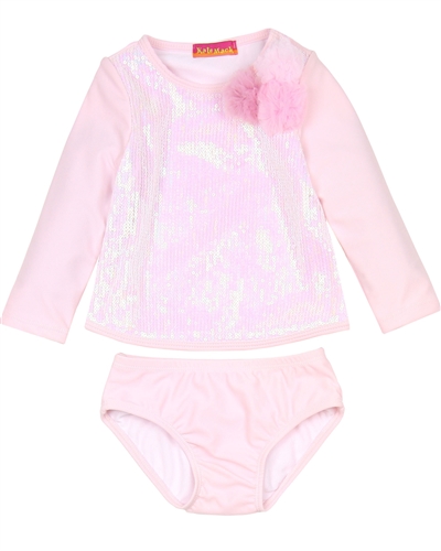 Kate Mack Little Girls' Rush Guard and Bottom Pompom Party