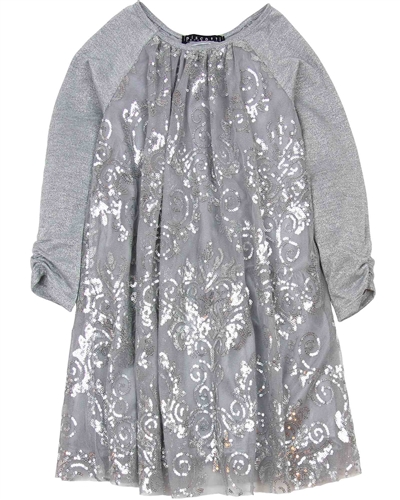 Biscotti Starry Night Dress with Sequins in Gray