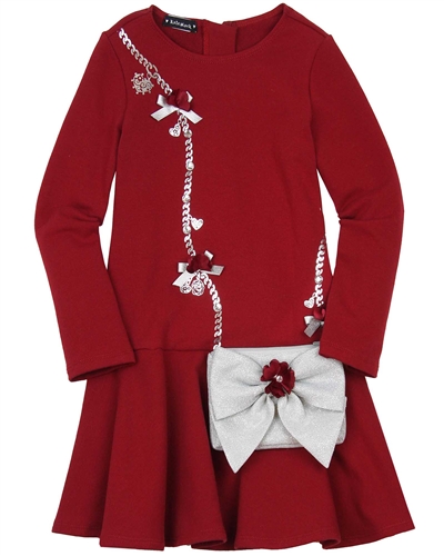 Kate Mack Holiday Magic Dress with Purse in Red