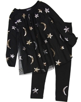 Kate Mack Moon and Stars Tunic and Leggings Set in Black