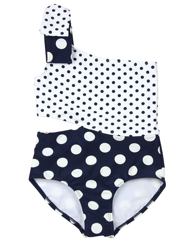 Kate Mack Girls Bathing Beauty One-Shoulder Swimsuit