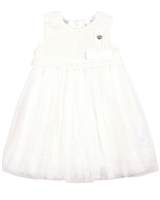 Le Chic Baby Girl Tulle Dress with Guipure Top Ivory