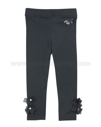 Le Chic Baby Girl Leggings with Organza Flowers Gray
